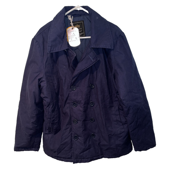 Alpha Industries Double Breasted Navy Blue Easton Pea Coat Size XL NWT RARE - Picture 4 of 13